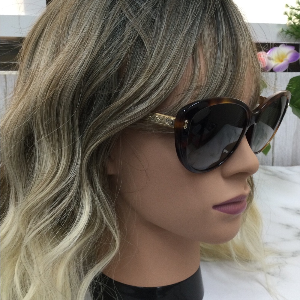 NIB GUCCI Tortoiseshell Cat Eye Sunglasses - Brown Gradient Lenses - Picture 9 of 10